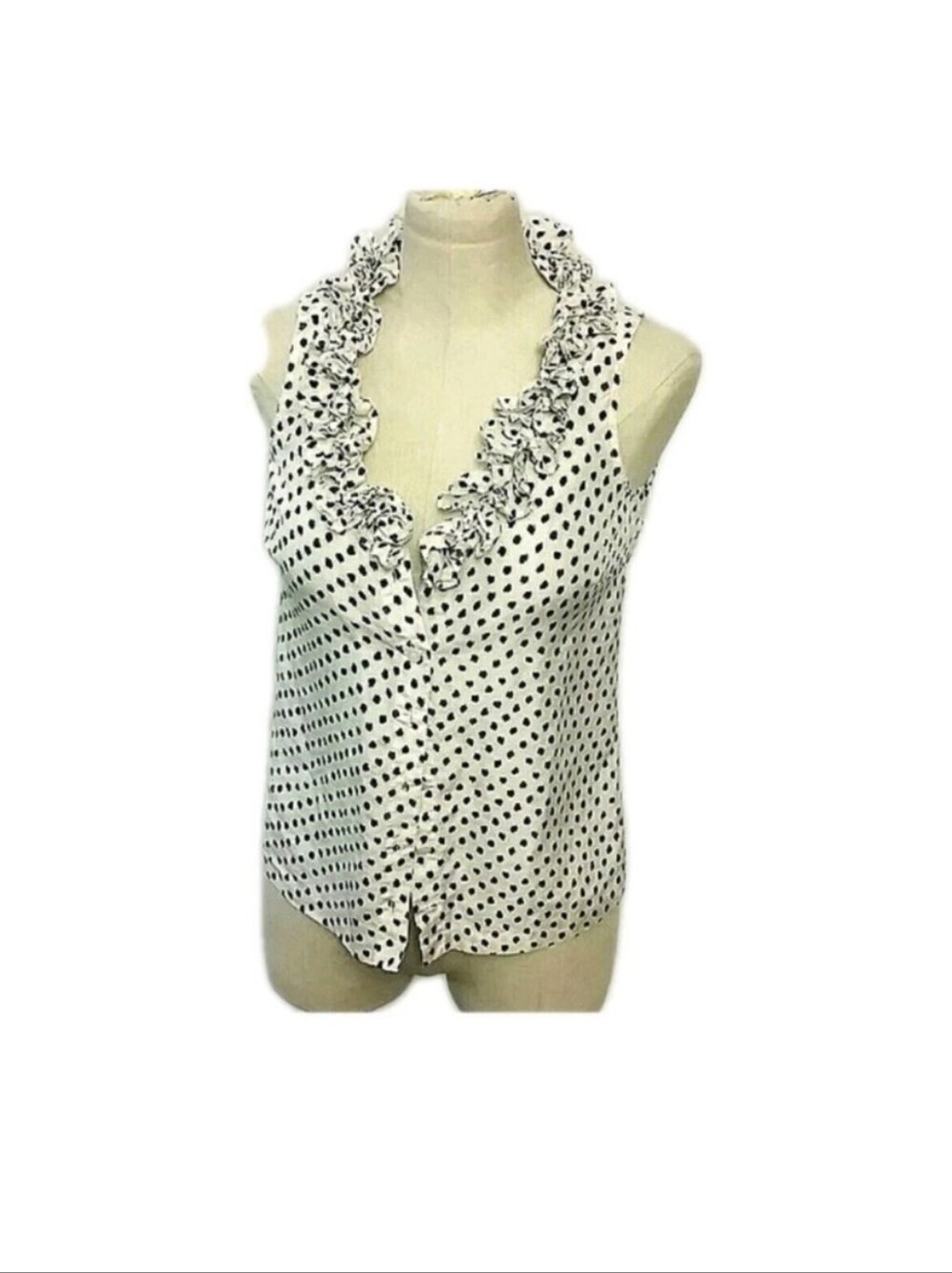 J. Crew Silk Cami Polkadot tank top blouse Women's Size Zero 0 Black White